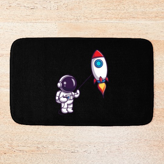 play with rocket balloon Bath Mats