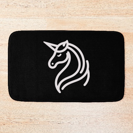 Minimalist Unicorn Symbol - light pink gray Bath Mats