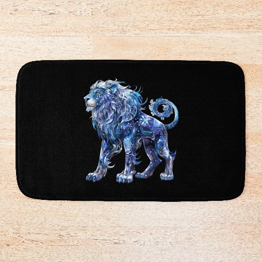 Celestial Lion Images, Mystical Lion, Night sky Bath Mats