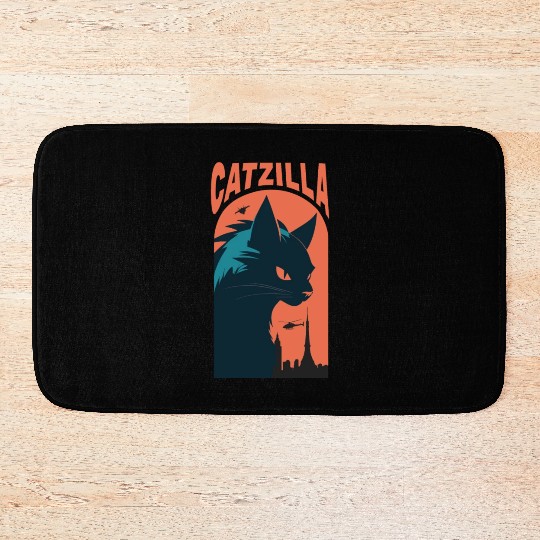Catzilla king of Cat monster Bath Mats