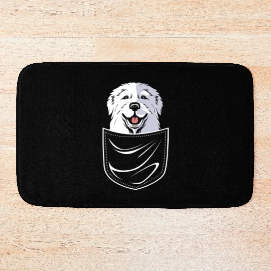 Dog In A Pocket Pet Lover Cute Great Pyrenees Bath Mats