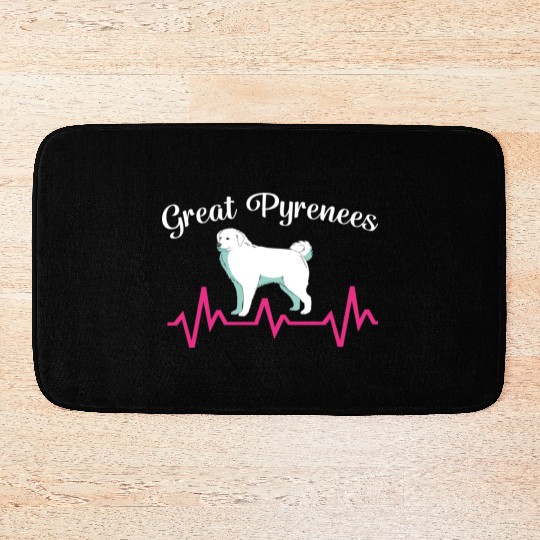 Pet Lover Great Pyrenees Dog Heartbeat Bath Mats