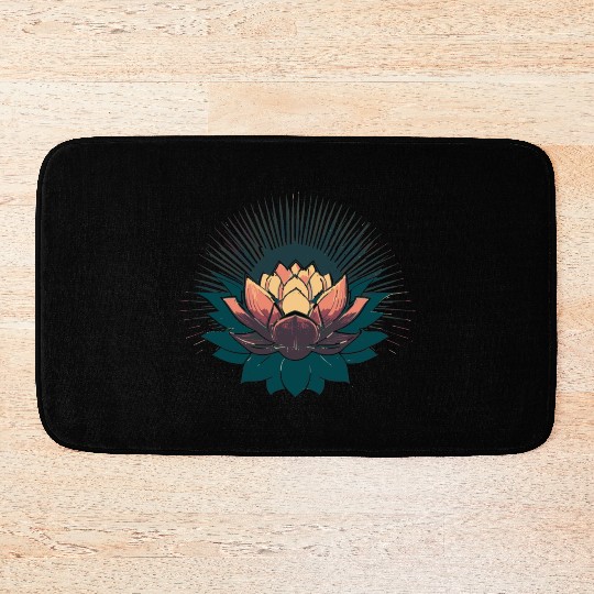 Radiant Lotus: Embrace Optimism and Happiness Bath Mats