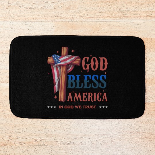 God Bless America Proud Retro US Flag 4th Of July Bath Mats
