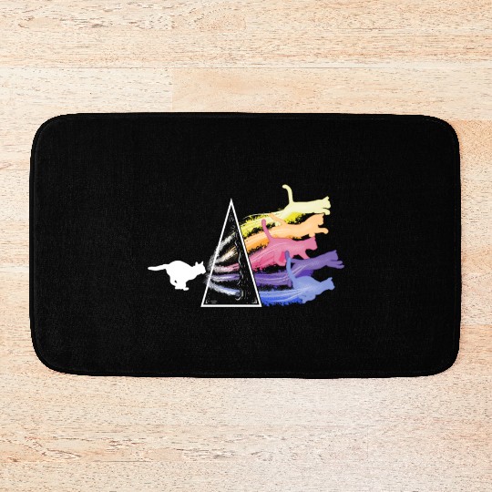 Funny Science Nerd, Geek Cat Physics Rainbow Bath Mats