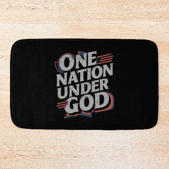 One Nation Under God Christian Pride Retro US Flag Bath Mats
