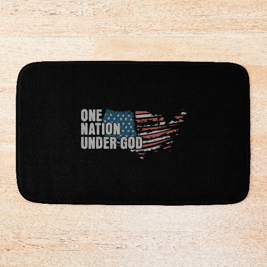 4th Of July One Nation Under God US Flag Faith Bath Mats