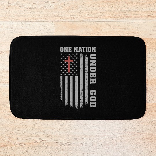One Nation Under God US Flag Christian 4th of July Bath Mats