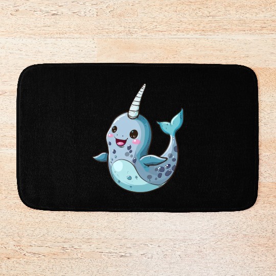 Adorable Narwhal Cartoon Enchantment Bath Mats