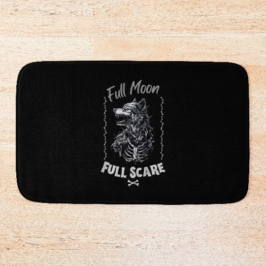 Death Wolf Horror Theme - Intricate Bone Wolf Bath Mats