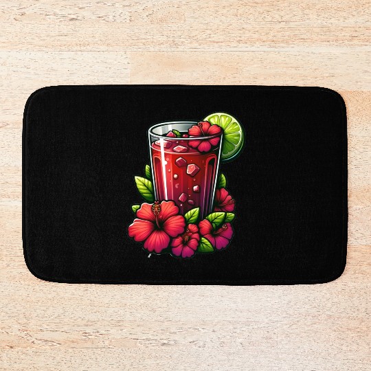 Red Flower Hibiscus Tea Bath Mats