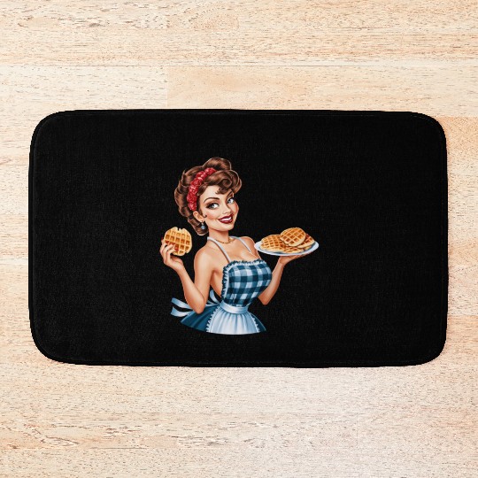 Waffle Delight: Retro Housewife Humor Bath Mats