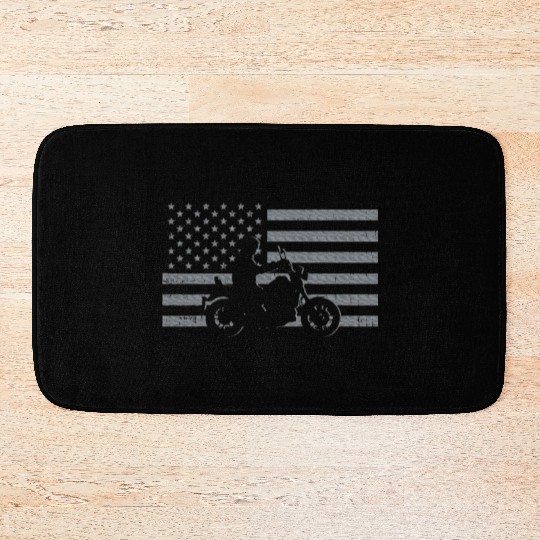 Motorcycle US Flag Biker Motorbike Teen Youth Bath Mats