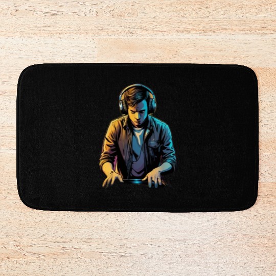 Neon DJ Youth Illustration Bath Mats
