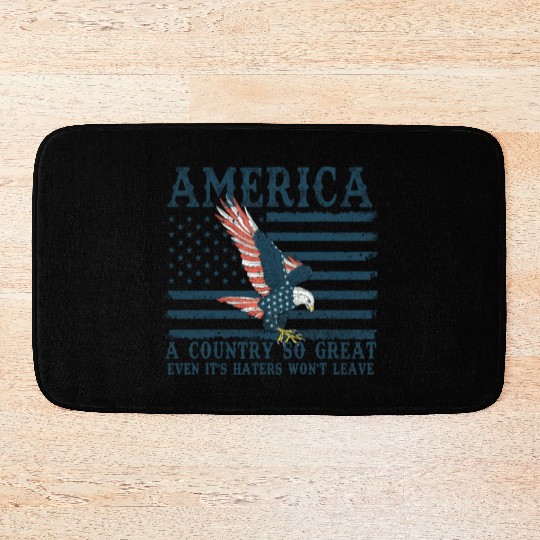 It's Haters Won't Leave Retro US Flag Eagle Merica Bath Mats