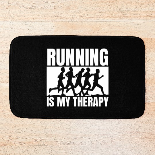 Running Is My Therapy Funny Marathon Bath Mats