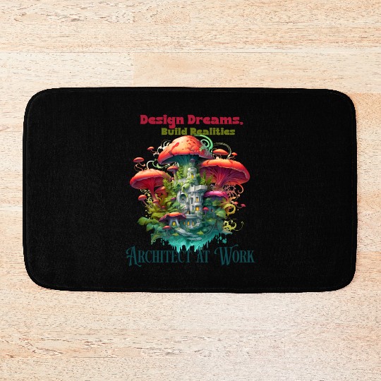 Engineer Architect at Work, Fun Illustration Bath Mats