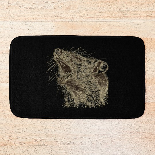 Ugly Opossum Design Weird Feral Wild Possum Bath Mats
