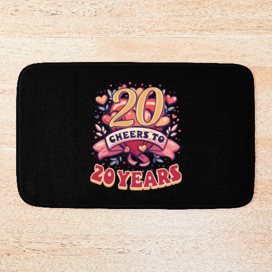 20 Years Anniversary Cheers To 20 Years! Bath Mats
