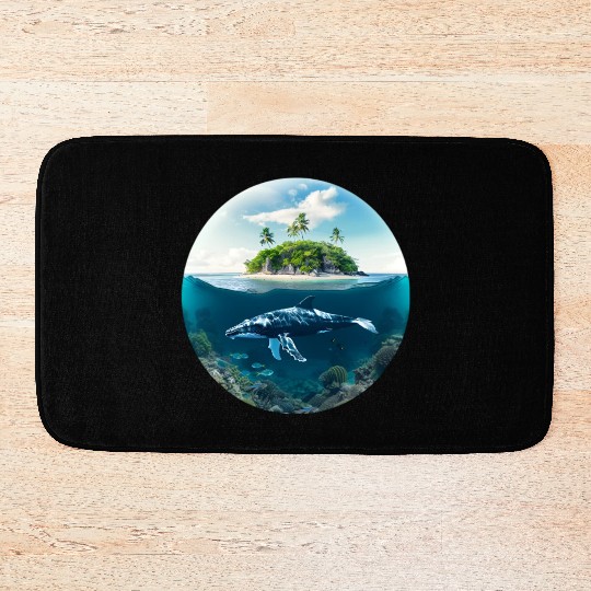 earth globe with whale in Underwater Bath Mats