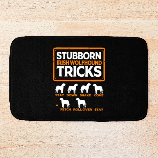 Funny Irish Wolfhound Owner Training Dog Tricks Bath Mats