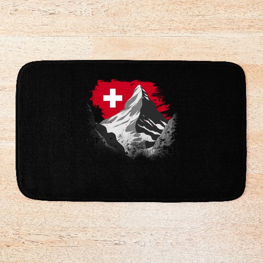 Vacation Skiing, Hiking, Mountain Switzerland Bath Mats