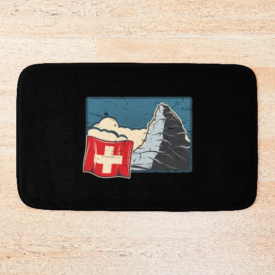Vacation Skiing, Hiking, Mountain Switzerland Bath Mats