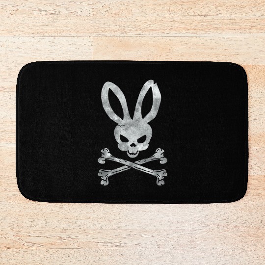 Funny Easter Bunny Crossbones Bath Mats