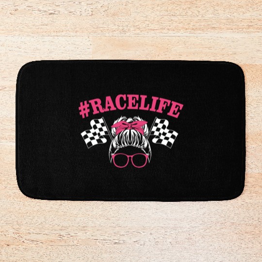 Messy Bun Sunglasses Drag Racing Mom Race Bath Mats
