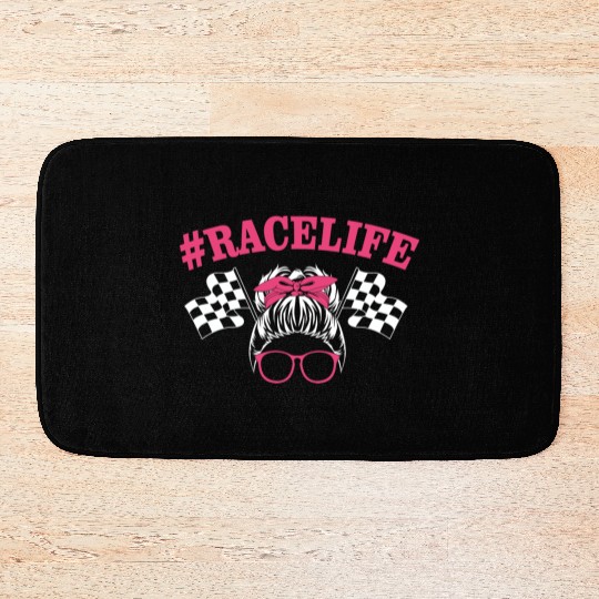 Messy Bun Sunglasses Drag Racing Mom Race Bath Mats