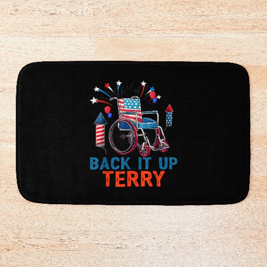 Back Terry Fireworks 4th July Bath Mats
