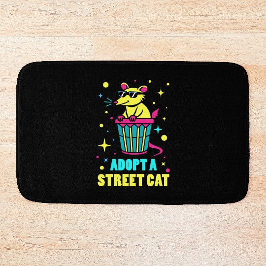 Adopt A Street Cat Possum Opossum 80s Style Bath Mats