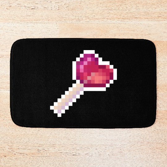 Pixel Art Sprite Cute Heart Lollipop Bath Mats
