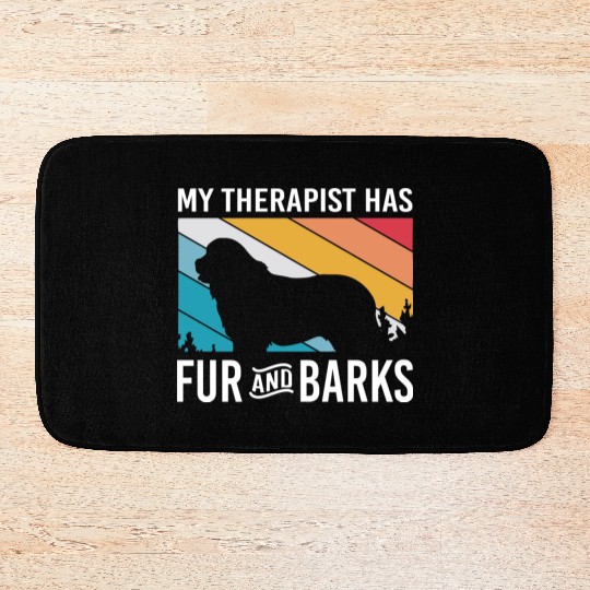 My Therapist Has Fur And Barks Retro Therapy Dog Bath Mats