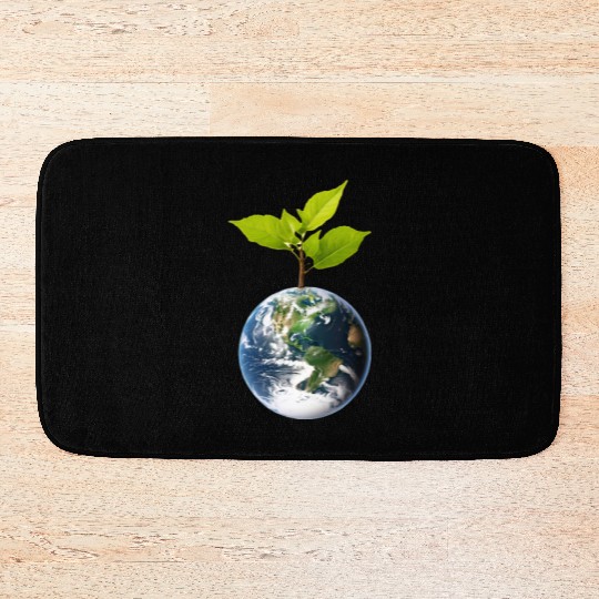 Planet Earth with beautiful freshness growth tree Bath Mats