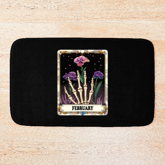 February Gothic Tarot Card - Violet Flower & Skele Bath Mats