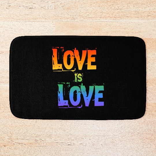 love is love letter rainbow colored Bath Mats
