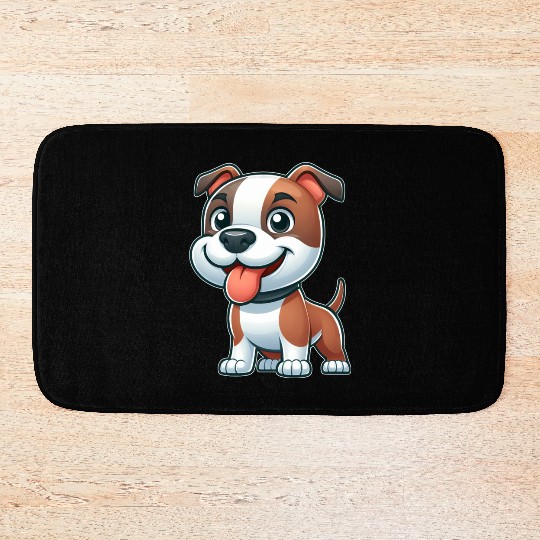 Cute dog pitbull American Staffordshire Terrier Bath Mats