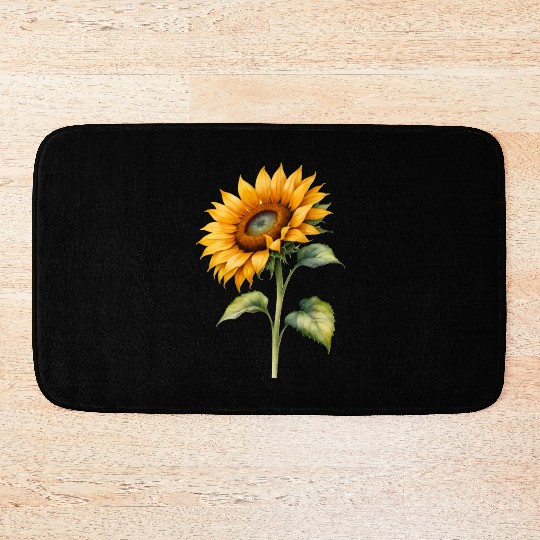 Sunflower watercolor for Nature Lovers Bath Mats