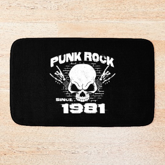 43rd Birthday - Punk Rock Since 1981 Skull Rock Bath Mats