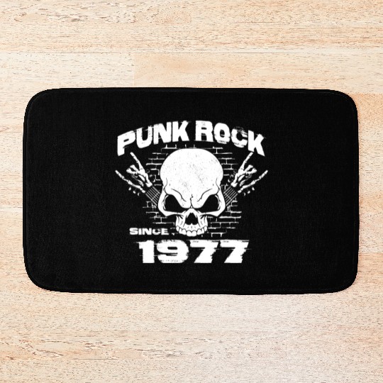 Punk Rock Since 1977 - Skull Rock Hands 47th Bath Mats