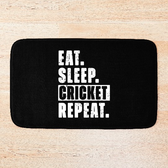 Cricket Fans Eat Sleep Cricket Repeat Bath Mats