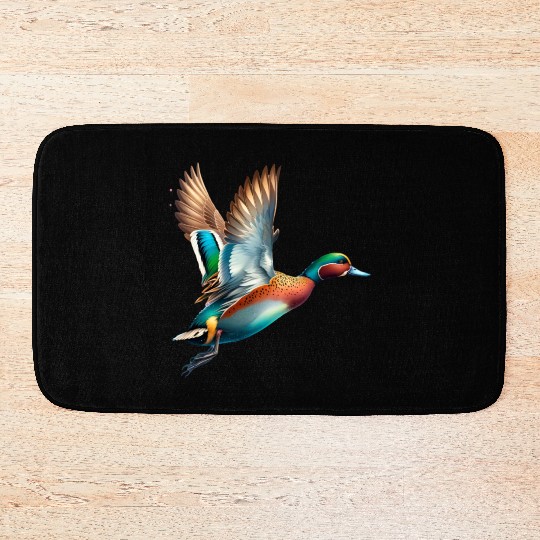 Chestnut Teal in Flight Bath Mats