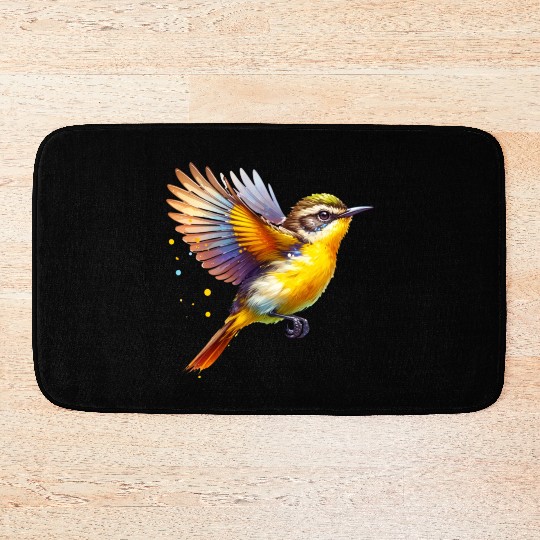 Yellow Rumped Thornbill in Flight Bath Mats