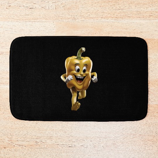 Yellow Bell Pepper Running Realistic Bath Mats