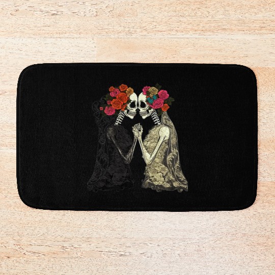 Lesbian Couple Skeletons Kissing LGBTQ Pride Bath Mats