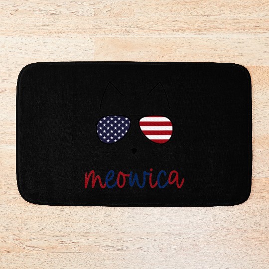 Meowica 4th of July Cat Lover American Flag Bath Mats