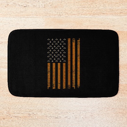 Cool Bee Keeper Art US Flag Honey Beekeeping Bath Mats