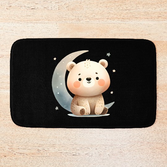 Little bear on the moon Bath Mats