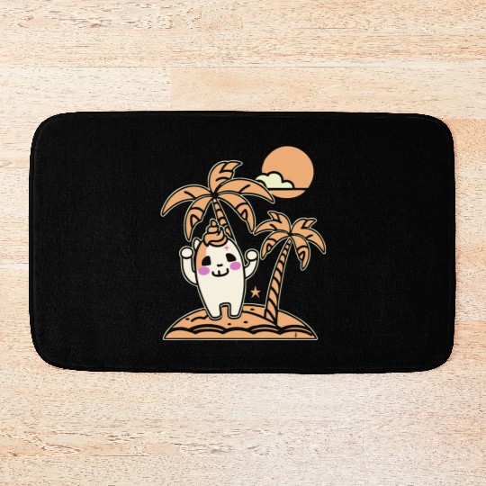 Happy on a Lonely Island Bath Mats